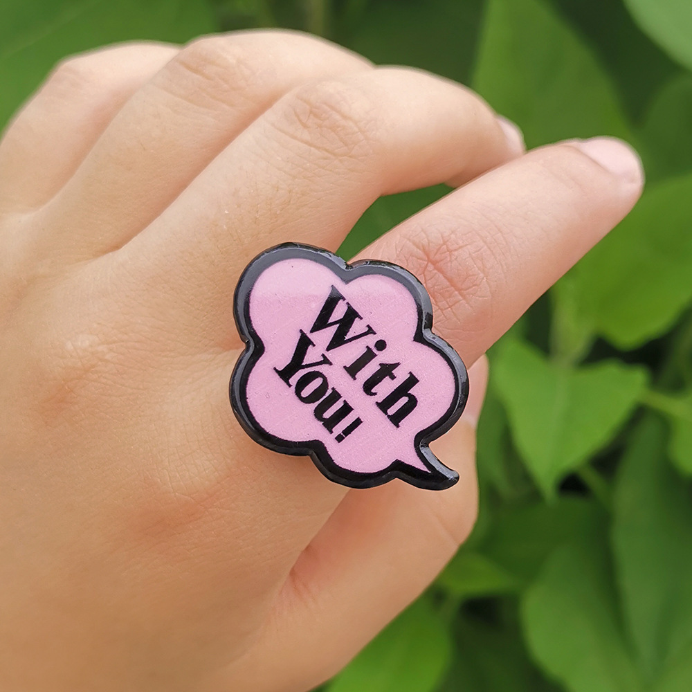 Wholesale Jewelry Cartoon English Short Sentence Resin Ring Nihaojewelry display picture 10