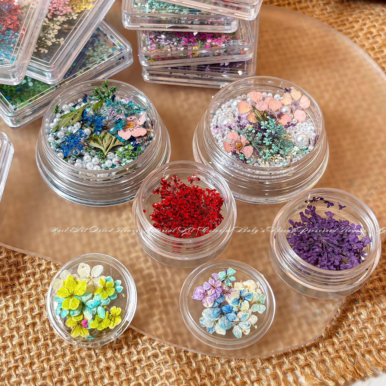 天然干花美甲素材春日混彩满天星碎花DIY油画五瓣花美甲干花