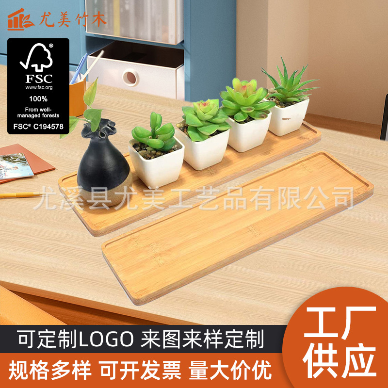 Bandeja de macetas suculentas, palangana de porcelana blanca, soporte de bambú anticorrosivo a prueba de fugas, soporte de madera rectangular, soporte de fondo de madera de bambú hecho a mano redondo