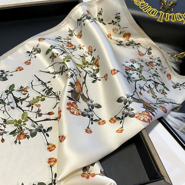 Beige summer universal silk handkerchief