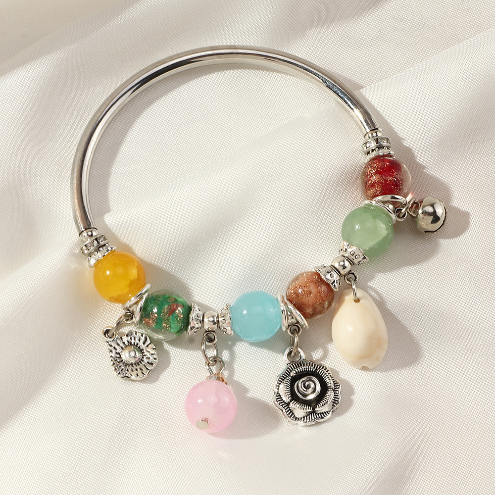Glass Bead Shell Flower Pendant Adjustable Bracelet wholesale jewelry Nihaojewelry