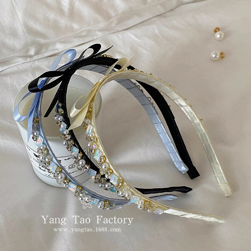 Francés pequeño oro ~ arco de cristal aro de cabello de alto nivel lujo ligero temperamento tocado para el cabello