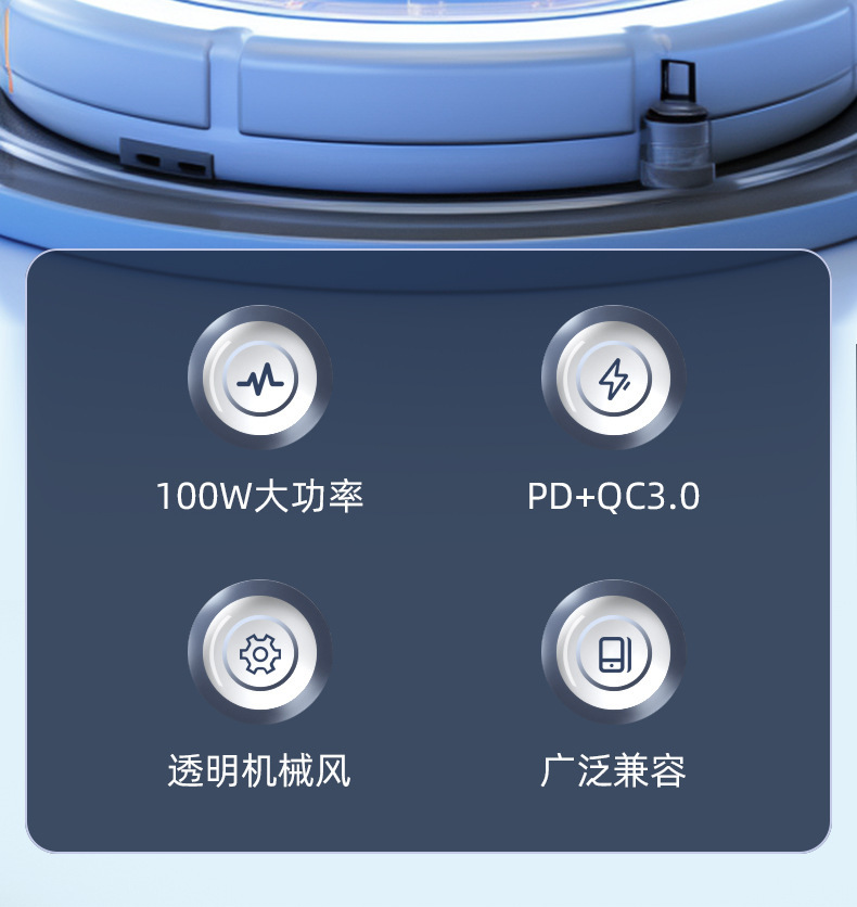 Cross-Border New Model Qc3.0 Super Fast Charging Multi-Port Digital Display Car Charger 100W Digital Display Transparent Car Charger