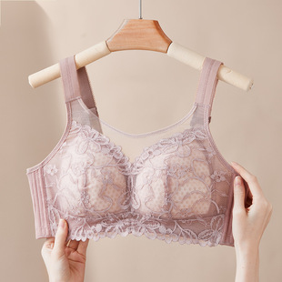 Women's Thin Bra for Large Busts, Minimizes Appearance, Wireless, Push-Up, Side Support, Anti-Exposure Bandeau Bra