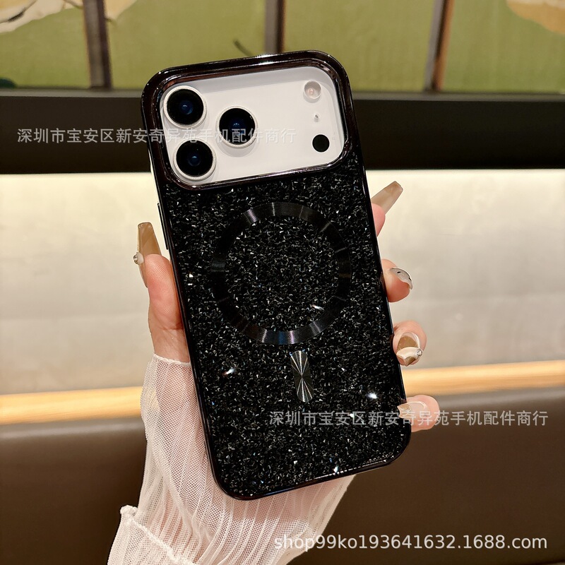 电镀轻奢水钻磁吸保护套适用iPhone17Promax跨境爆款苹果16手机壳|undefined