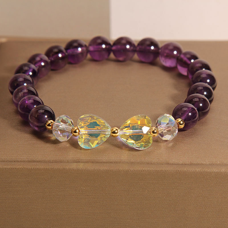 Pulsera de amatista natural mujer ins nicho diseño moda arco pulsera para novia regalo pulsera