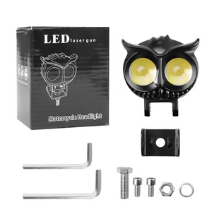 Owl-Style Motorcycle Led Spotlight, Integrated High and Low Beam, Dual-Color Work Light, Harley Motorcycle Modification Spotlight