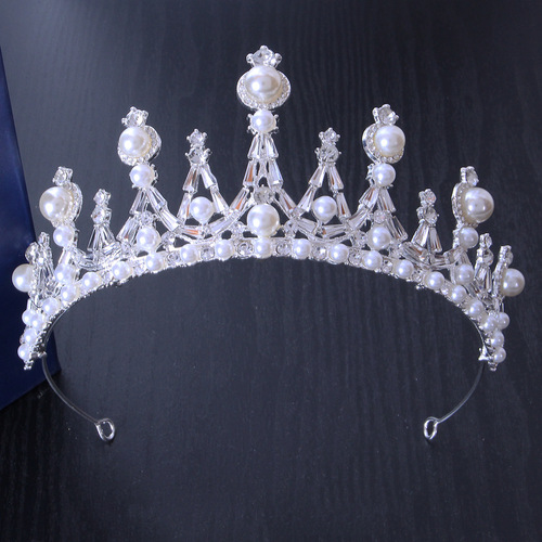 Cross-border best-selling bride elegant pearl crown headpiece Wedding evening gown Baroque crown pearl headpiece