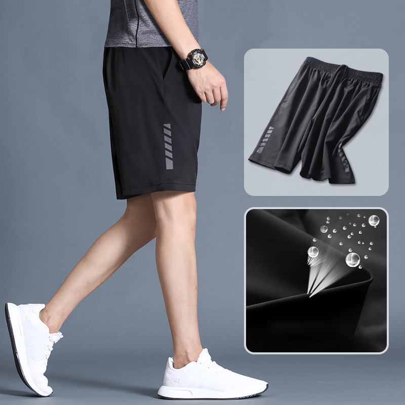Pantalones cortos deportivos para hombres ociosos para mujeres, pantalones de baloncesto de hielo para correr, pantalones de baloncesto de maratón delgados de verano, pantalones sueltos de cinco puntos