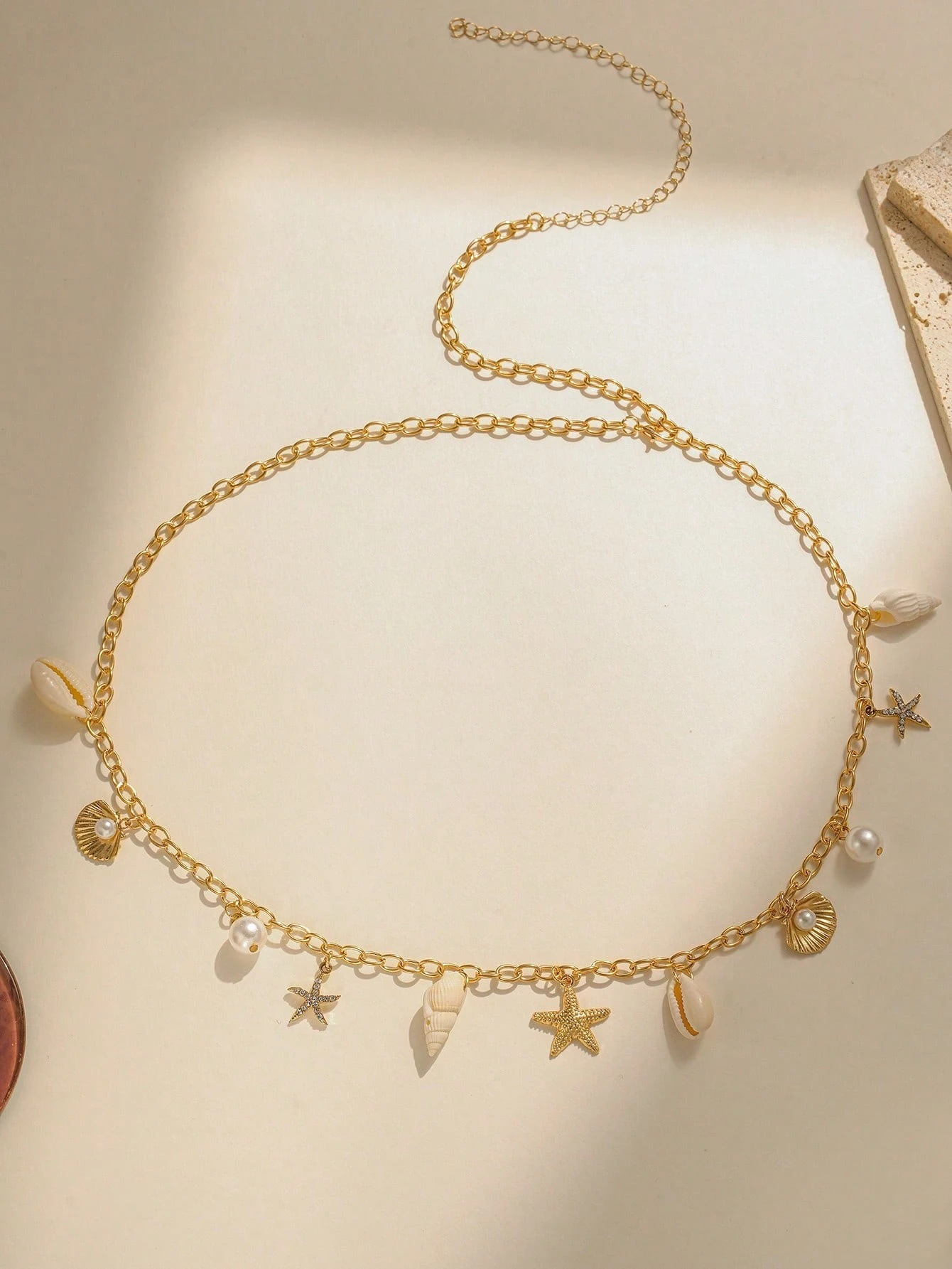 All Seasons Season Wholesale Jewelry Hawaiian Beach Modern Style Scallop Starfish Conch Imitation Pearl Metal Waist Chain