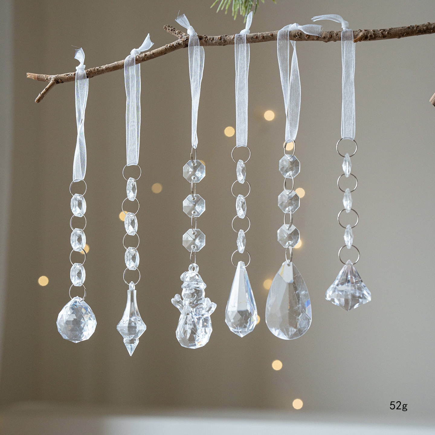 Ins北欧水晶クリスマスツリー装飾ビーズ氷凌水滴雪花ペンダントクリスマス透明雪氷装飾