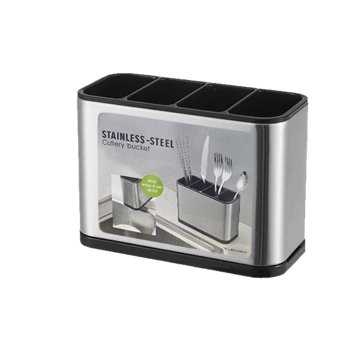 cocina multifuncional acero inoxidable dividido palillos barril de cuchillo multifuncional hogar tenedor palillos rack barril de cubierta