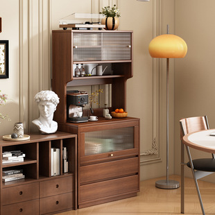 Living Room Side Cabinet Against the Wall Integrated Low Cabinet Tea Table Side Tea Cabinet Solid Wood Color Kitchen Sideboard Cupboard Integrated Cabinet