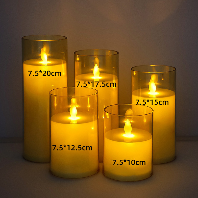 Vela digital LED artificial oscilante de acrílico y cera para Navidad, cumpleaños, bodas, decoración de ambiente.