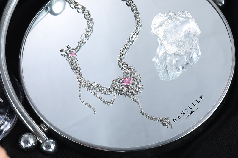 1 Pair Fashion Heart Shape Spider Web Copper Plating Hollow Out Inlay Zircon Womenu0027S Earrings Ne