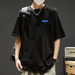 2025 Summer Harajuku Style T-Shirt Short-Sleeved Ins Trendy Brand Printed Half-Sleeved Korean Style Trendy Student Hong Kong Style Round Neck T-Shirt