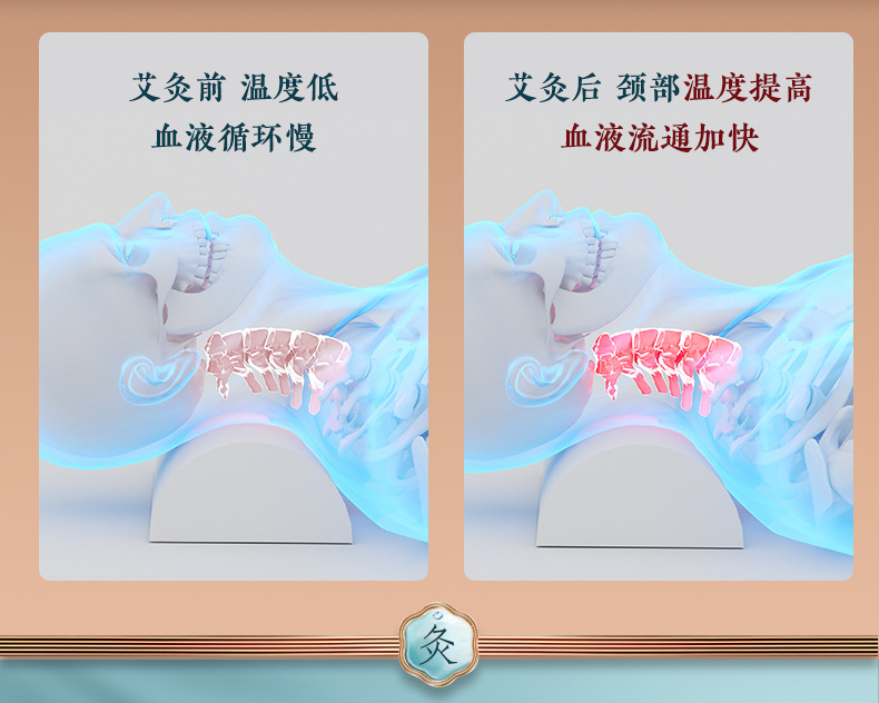 Solid Wood Moxibustion Pillow Wooden Neck and Back Warm Compress Device with Acupoint Chart for Home Use quality and texture