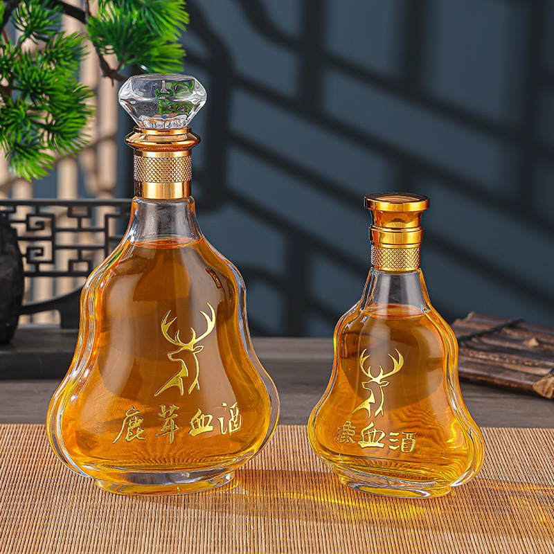 透明玻璃酒瓶500ml250ml人参鹿茸养生酒瓶 125ml保健酒分装瓶