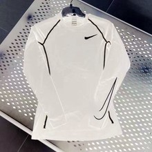 新款运动紧身衣长袖男高弹打底跑步健身恤蓝球服田径训练上衣代发