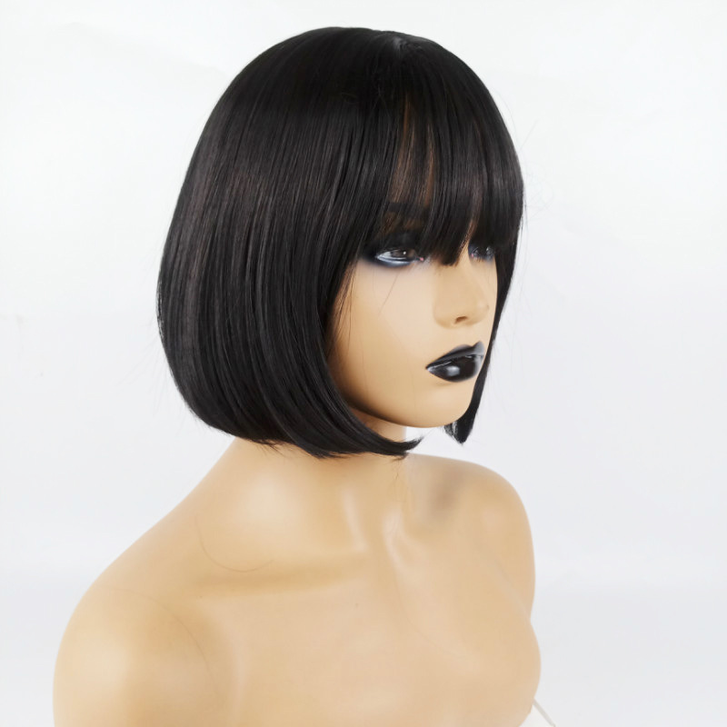 Short Straight Synthetic Bob Wig With Bangs For Women_voghion.com