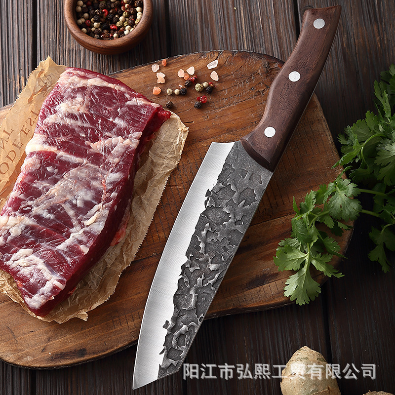 Forging Women's Meat Cutting Cooking Kitchen Knife Foreign Trade 7-inch Cutting Knife Wooden Handle Stainless Steel Japanese-style Meat Cutting Kitchen Knife