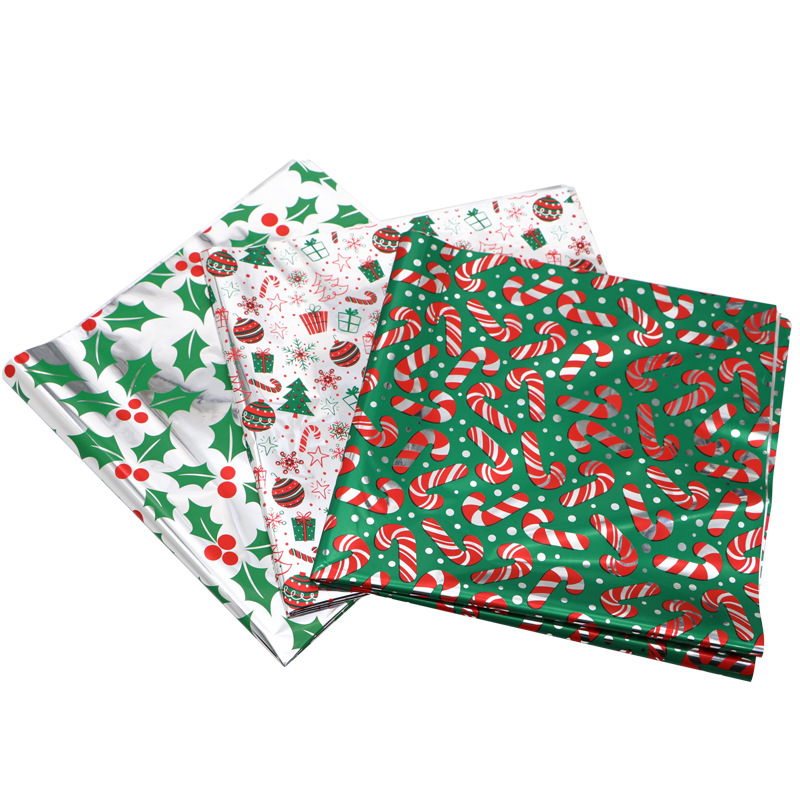 Fábrica personalizada papel de seda de Navidad aluminizado película papel de regalo 17g rollo de papel de copia papel de pera