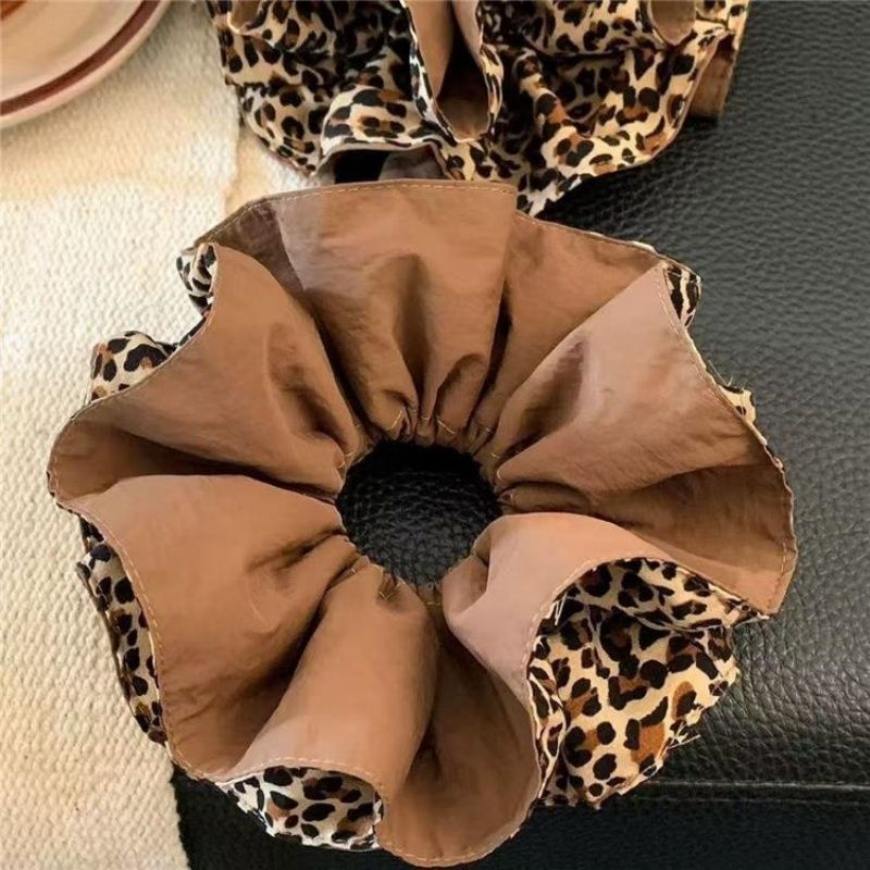 Eleganter Leopard Print Scrunchie Mit Doppelter Lage Haarband_voghion.com