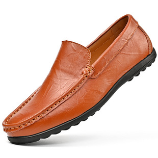 2024 New Fashion Men's Shoes British Style Men's Doug Shoes Fashionable Lightweight Casual Leather Shoes All-match Lazy Shoes