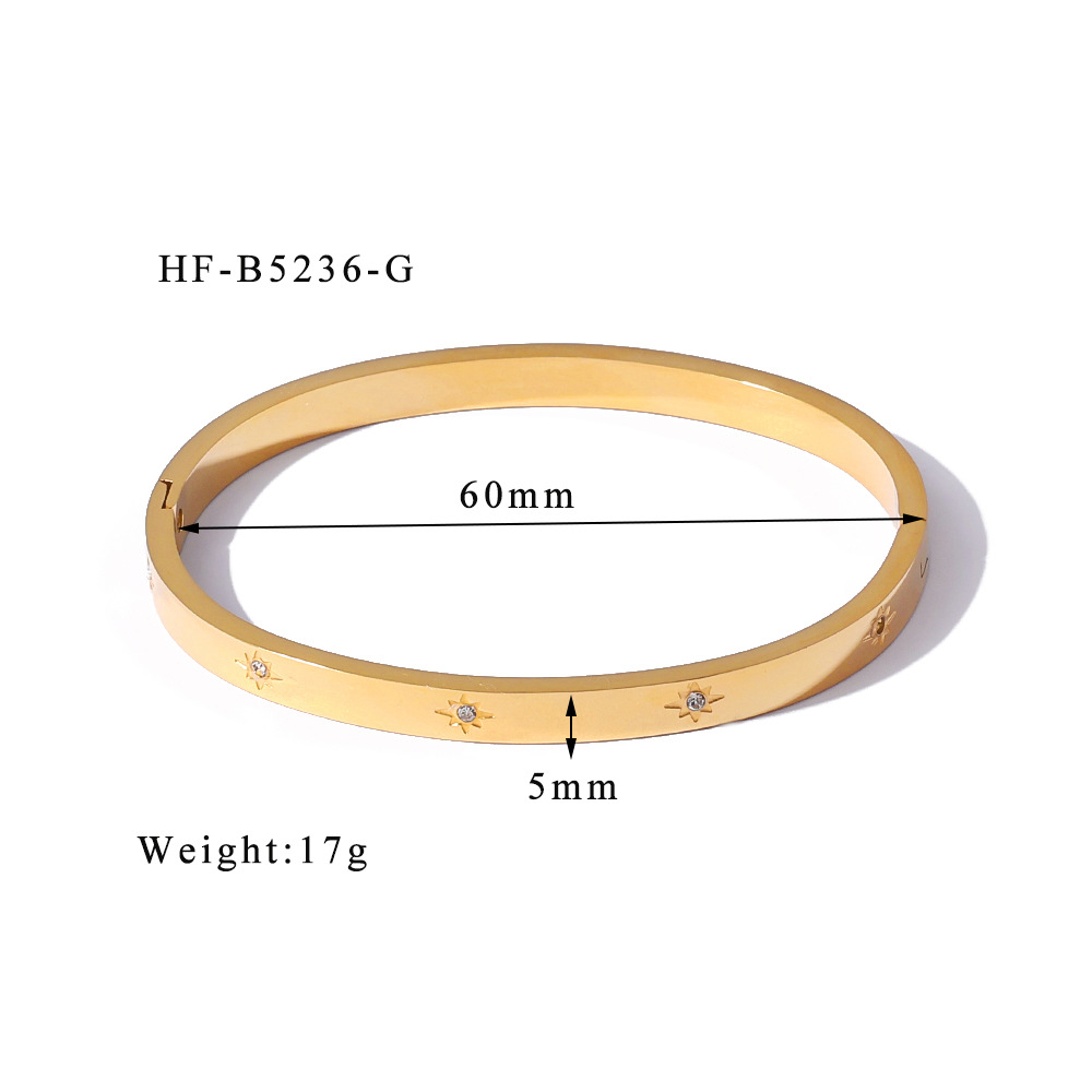 Pulsera de pulsera exquisita de estrella de ocho mang de doble cara de 5mm sin decoloración de acero de titanio caliente de INS