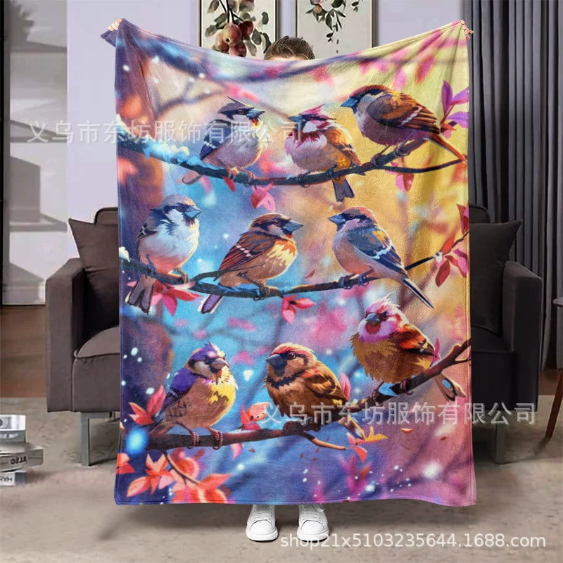 Теплый и удобный маленький воробей милые животные фланелевое одеяло подходит для всех сезонов