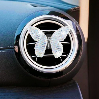Car Butterfly-Shaped Diamond-Encrusted Air Vent Car Perfume Aromatherapy - ab-colored-diamond