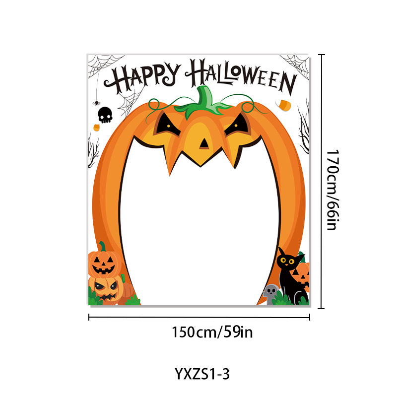 ヨーロッパとアメリカの国境を越えた新しいハロウィーンのカボチャパーティーの装飾背景カーテンハロウィーンの写真撮影特殊な形のドア吊りドアカバーフラグ|undefined