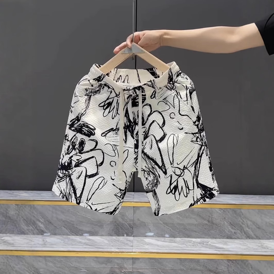 Men's Casual Summer Shorts Fashion Print Relaxed Fit Straight Leg 5 Pocket Design_viptrois.com
