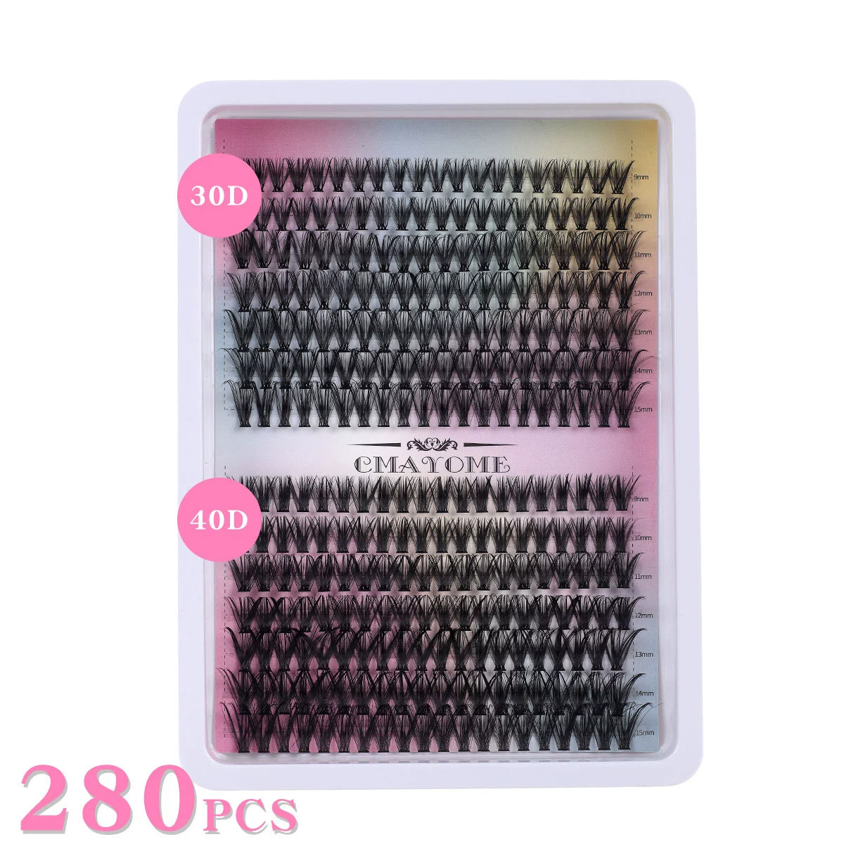 Cluster False Eyelashes 10D, 280 pcs, D-curl, Naturally Dense Clusters for DIY Extensions