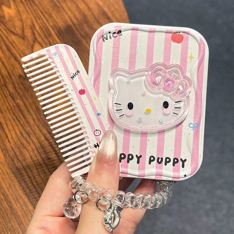 Привет Китти, Hello Kitty, милое портативное складное зеркало для студентов, 2 в 1