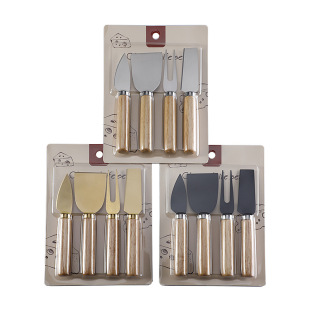 in stock stainless steel cheese knife cheese knife rubber wood long handle butter knife cheese knife card cheese knife suit