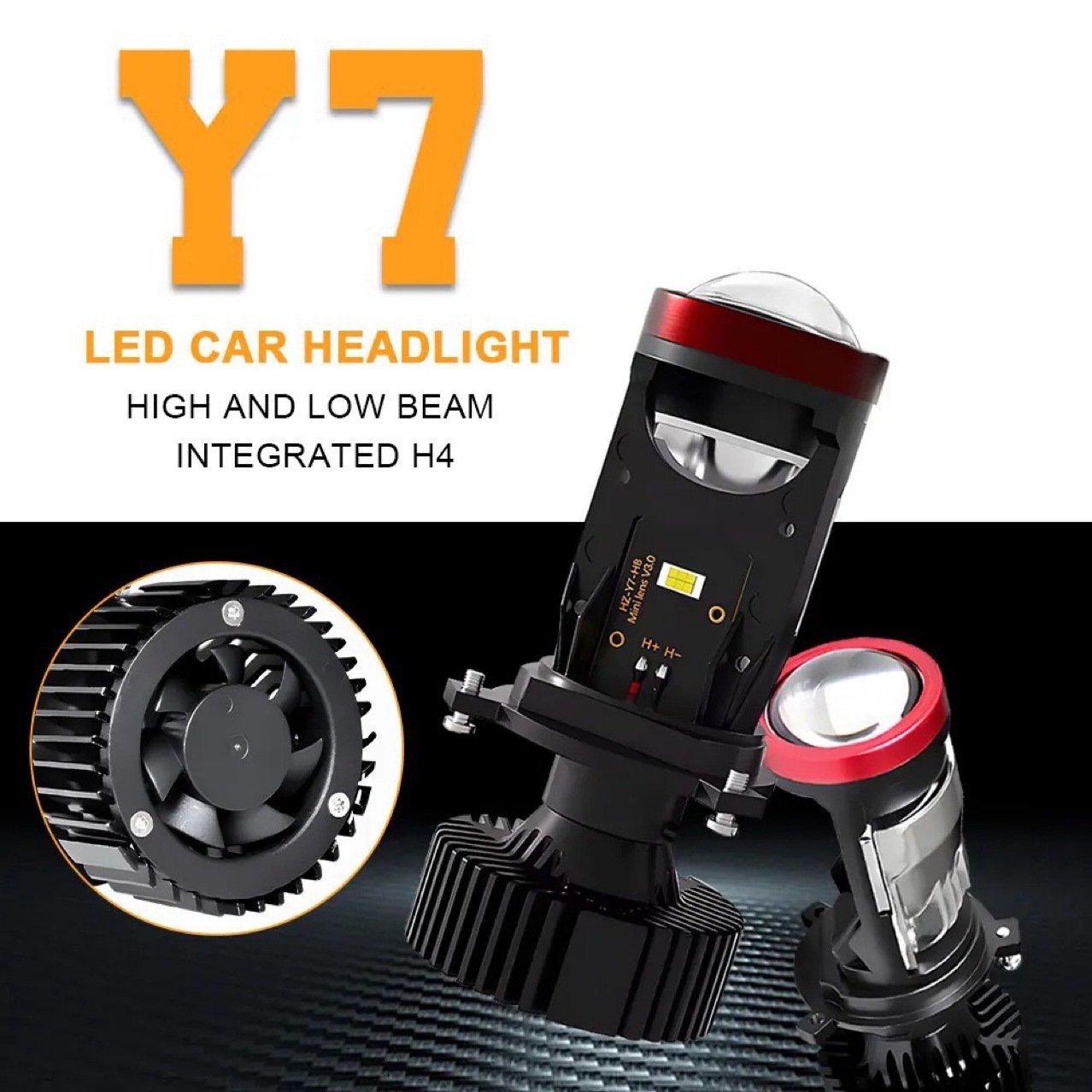 Lente Y7D H4 far-and - close en un faro de doble luz super brillante 50W auto led faro y 7d ojo de pez luz image 3