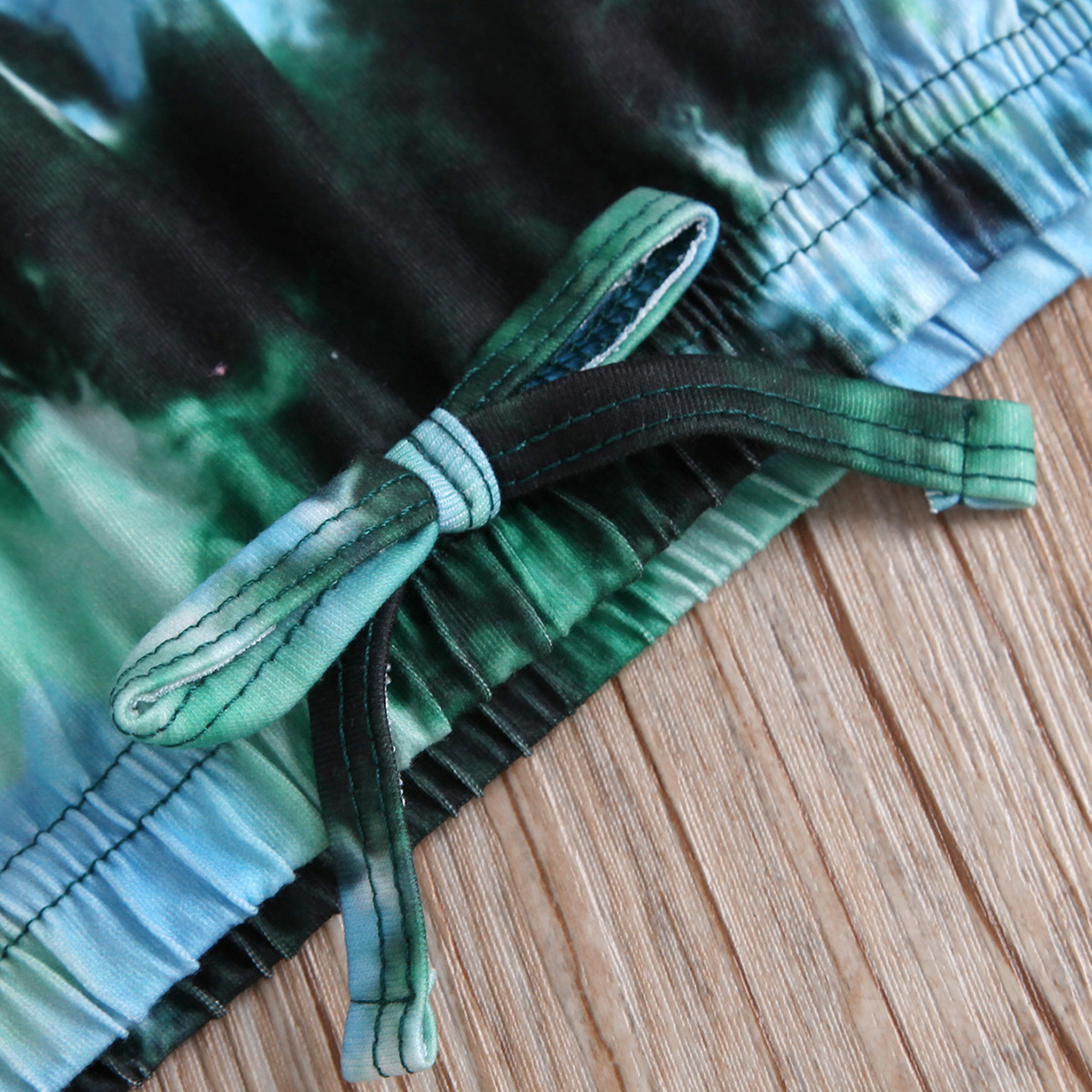 Kinder Tie-dye Rundhals Kurzarm Oberteil Und Rippshorts Set_voghion.com
