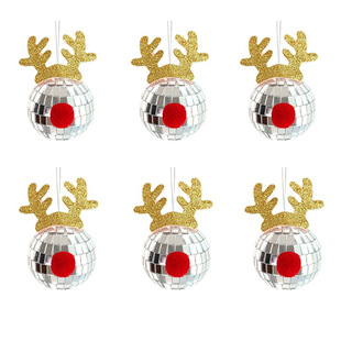 Chenlin Cross-border New Christmas Holiday Party Disco Mirror Elk Horn Christmas Ball Christmas Tree Decoration Pendant