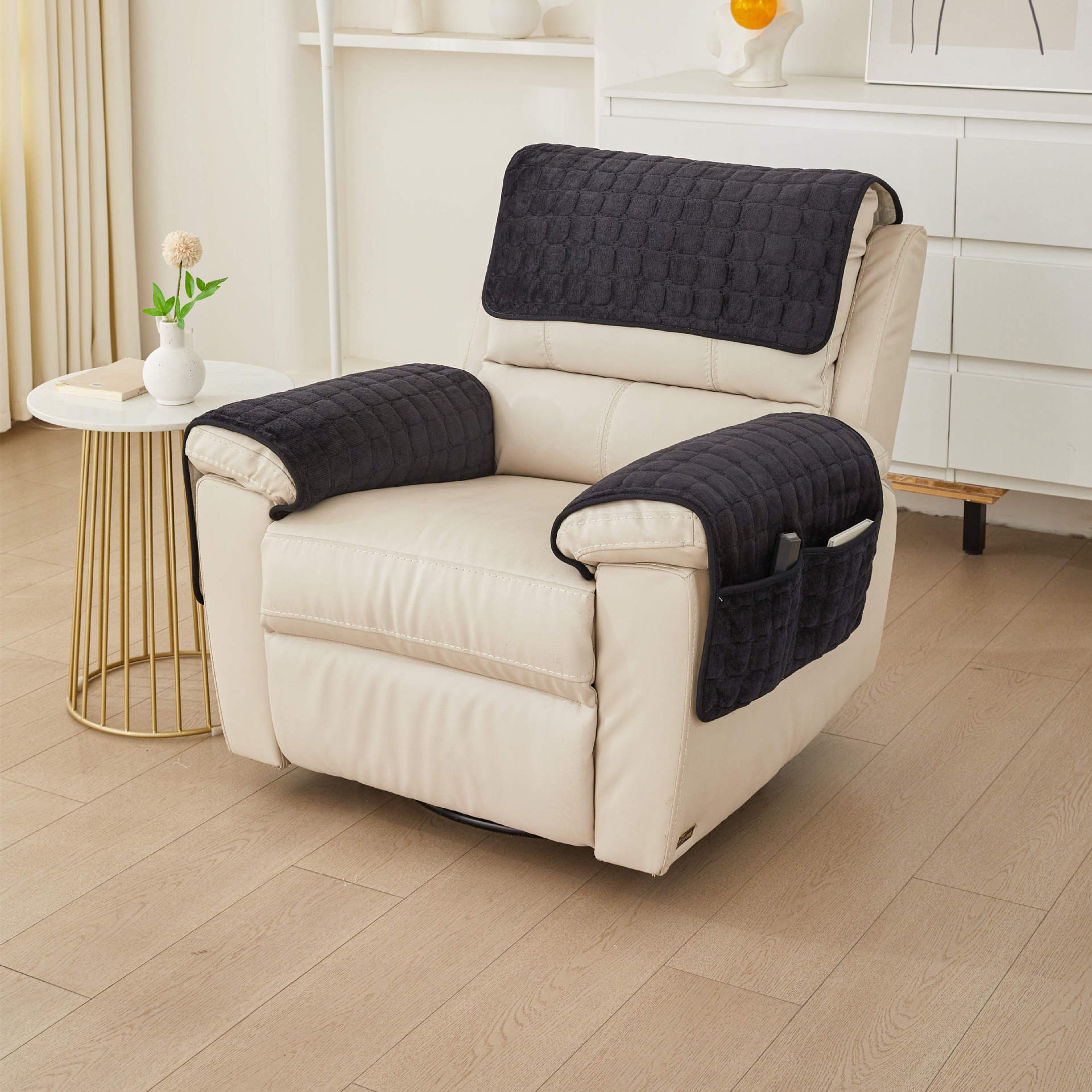 Headrest Cushion And Armrest Cover Three Piece Set For Sofa_voghion.com