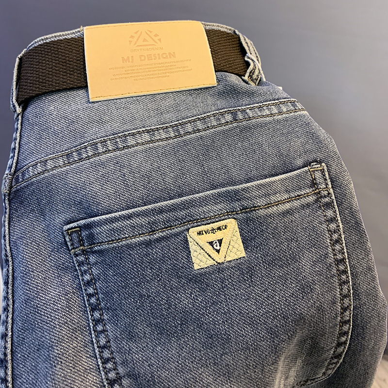 Vaqueros hombre bordados corte recto pantalón elástico primavera_voghion.com