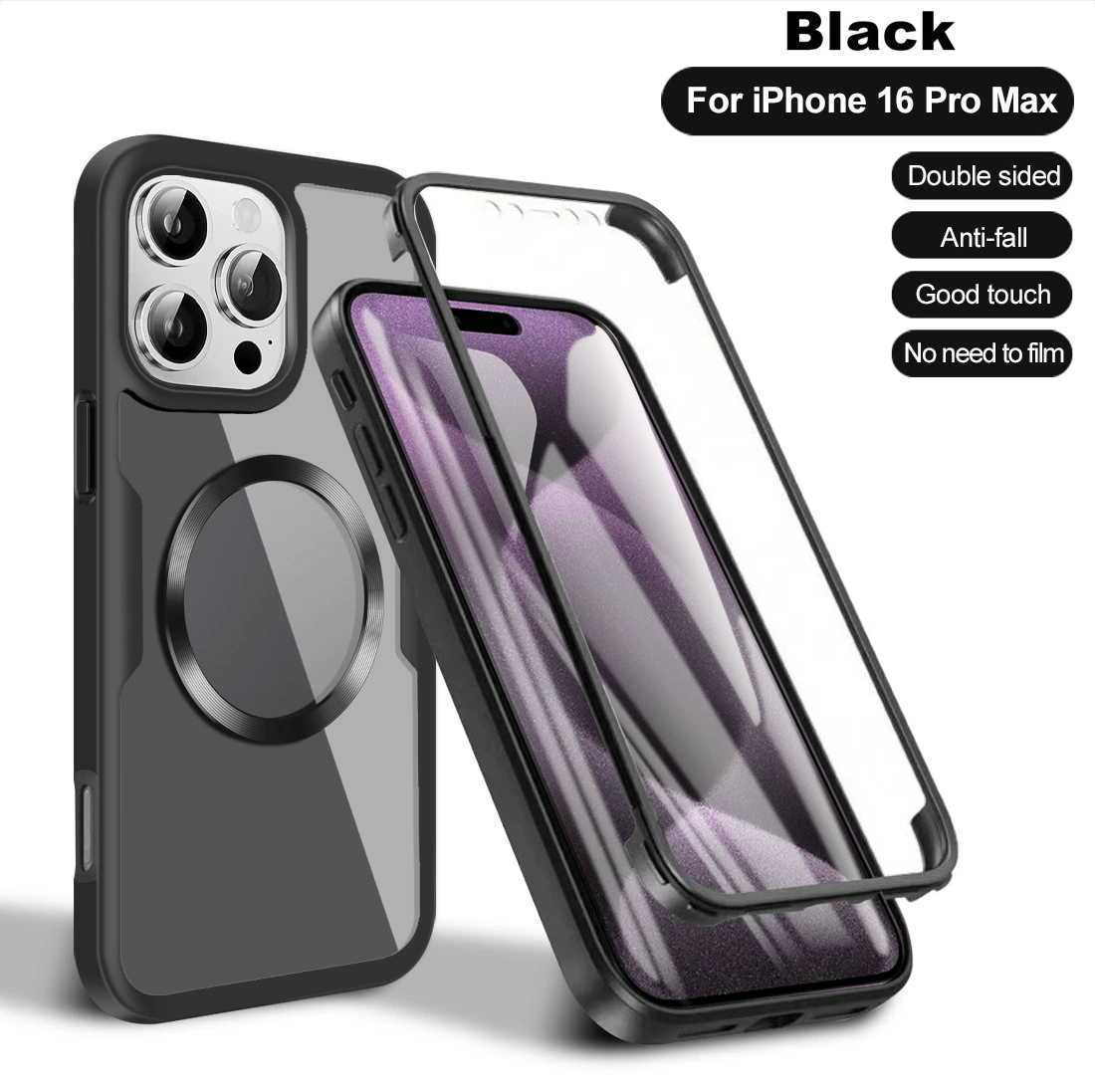 Переходящий новый модель подходящий для iPhone16ProMax Qicai 360 все включено магнитная всасывающая оболочка Apple 16Plus антивыпадение чехол