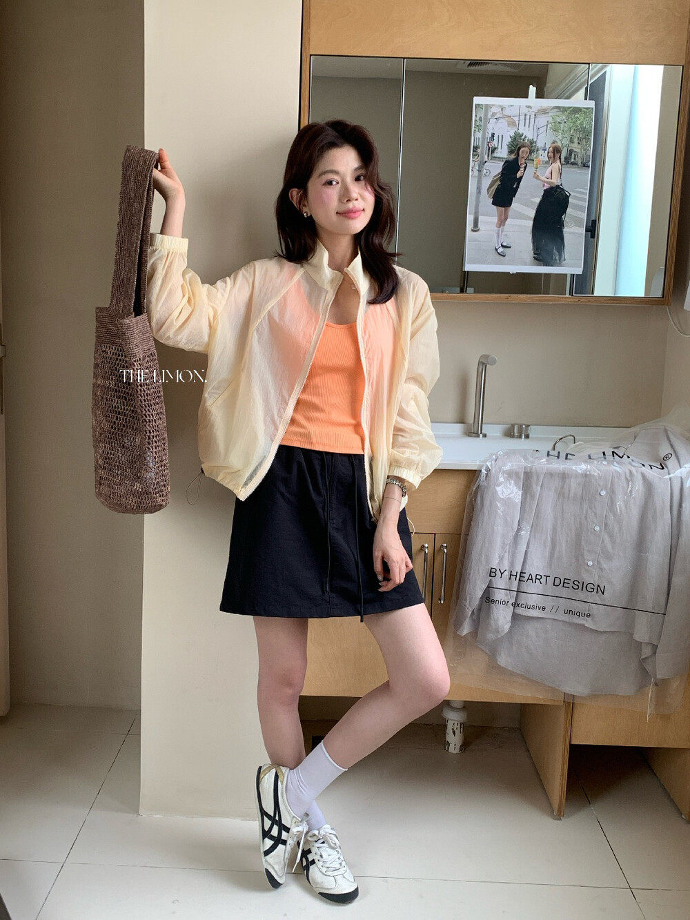 Chân váy chữ A ngắn phong cách công sở túi hộp dây rút — màu đen, màu trắng, màu xám, màu kaki chi tiết 28