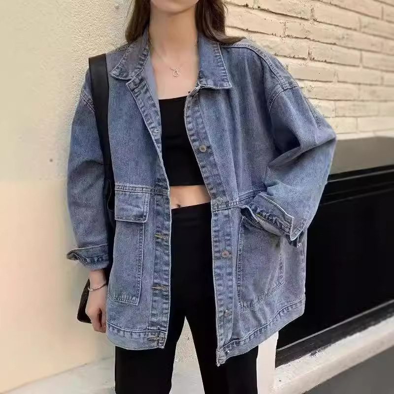 American Retro Denim Jacket for Women, Versatile Ins Style, Autumn 2026, New Korean Version, Loose Long-Sleeve Top American Retro Denim Jacket for Women, Versatile Ins Style, Autumn 2026, New Korean Version, Loose Long-Sleeve Top