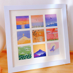 Square nine palaces and four palaces grid oil pastel photo frame wholesale 10X10 painting frame diy works wall frame