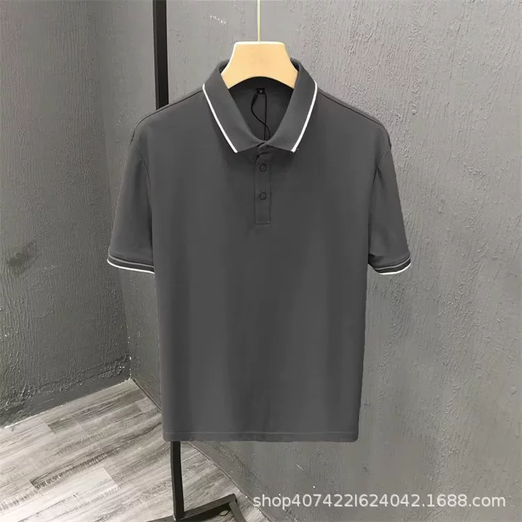 Поло summer silk в ретро стиле, мужская короткий рукав, отдых, M–5XL, разноцветные
