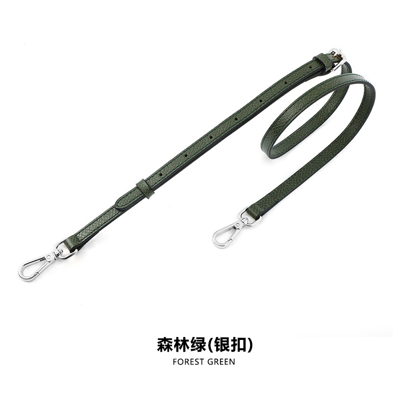 A- 48 first layer cowhide 1.2cm adjustable forest green silver buckle