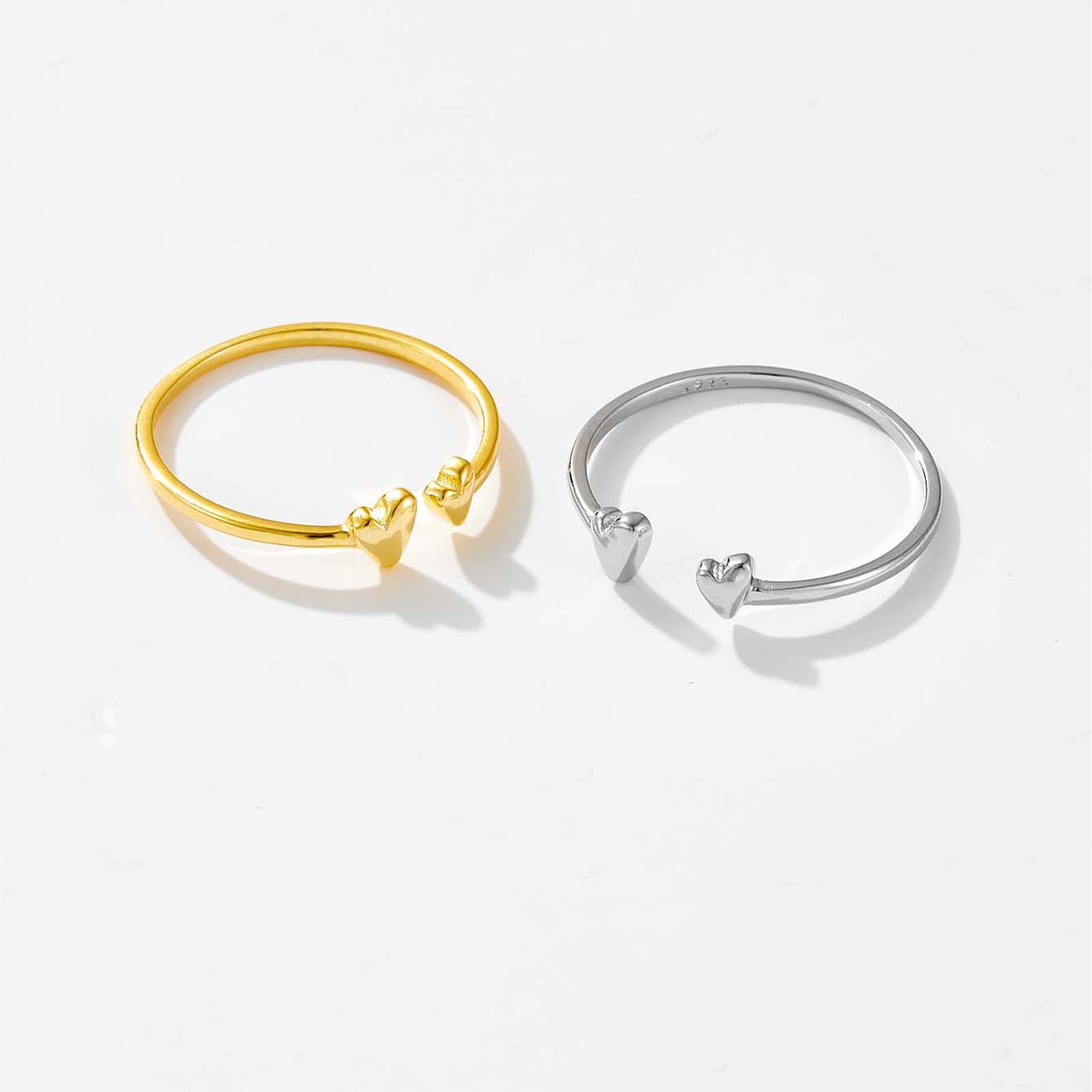 Argent Sterling 925 Forme De Cœur Anneau Ouvert display picture 2