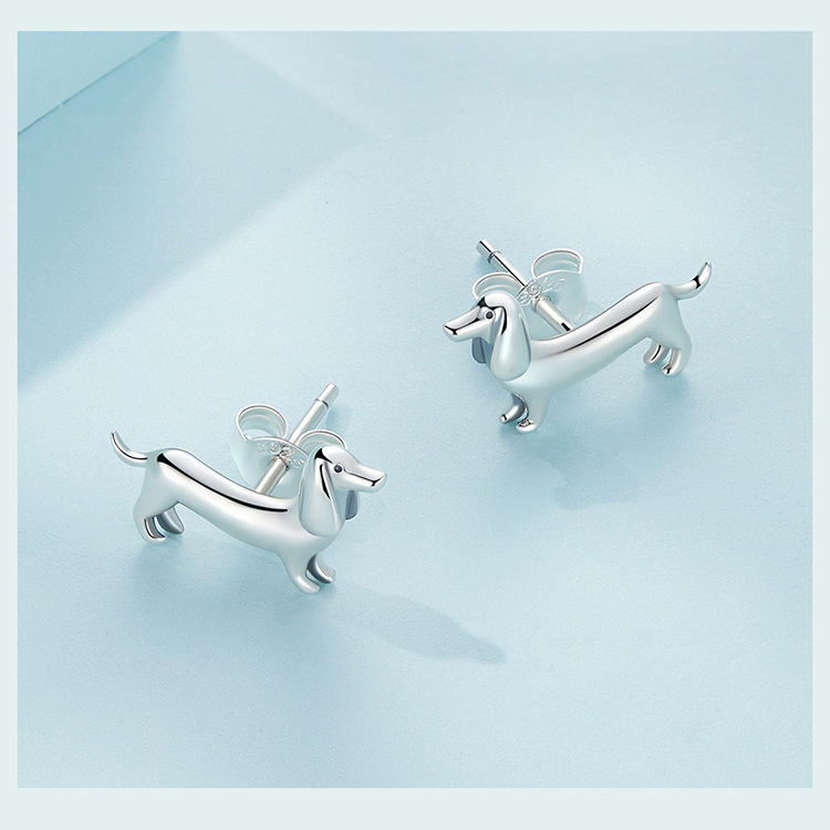 5g Weight Gold Plated Plating Material Ear Studs Classification 1 Pair Quantity Daily Occasion 1 Pair 925 Sterling Silver Dog Ear Studs