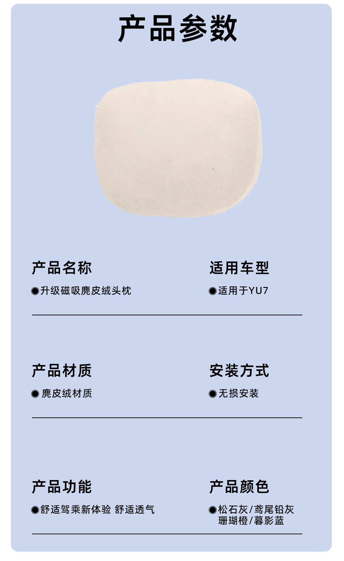 Suitable for Xiaomi Yu7/Su7 Car Magnetic Headrest, Neck Pillow, Lumbar Support, Car Comfort Pillow